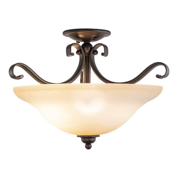 slide 2 of 8, Monrovia 17-in W Dual Mount Semi Flush Ceiling Light or Pendant 17-in W x 12-in H x 17-in D - Royal Bronze