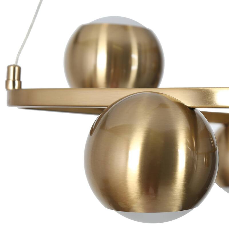 Modern Glam 6-Light Gold Brass LED Chandelier Metal Pendant Light with Dome Shades