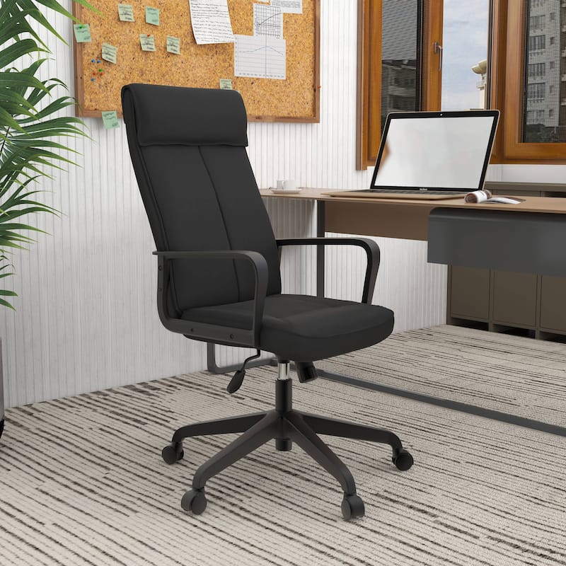 High-Back Leather/Polyester Office Chair Adjustable Height Swivel & Tilt Aiaria Series - N/A