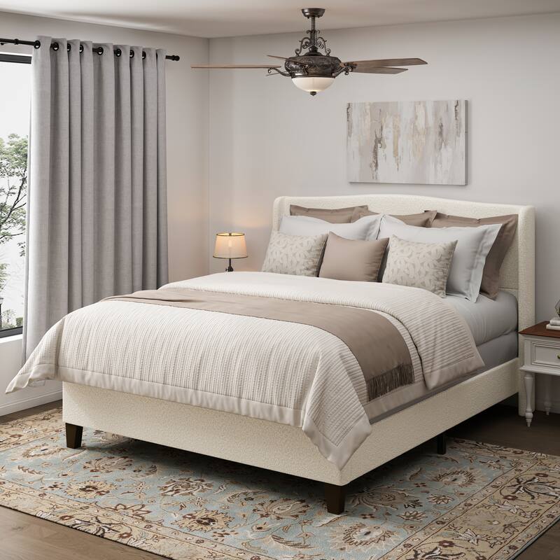 King Size Bed Frame with 49.21"High Back Upholstered Headboard