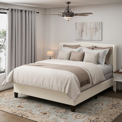 King Size Bed Frame with 49.21"High Back Upholstered Headboard