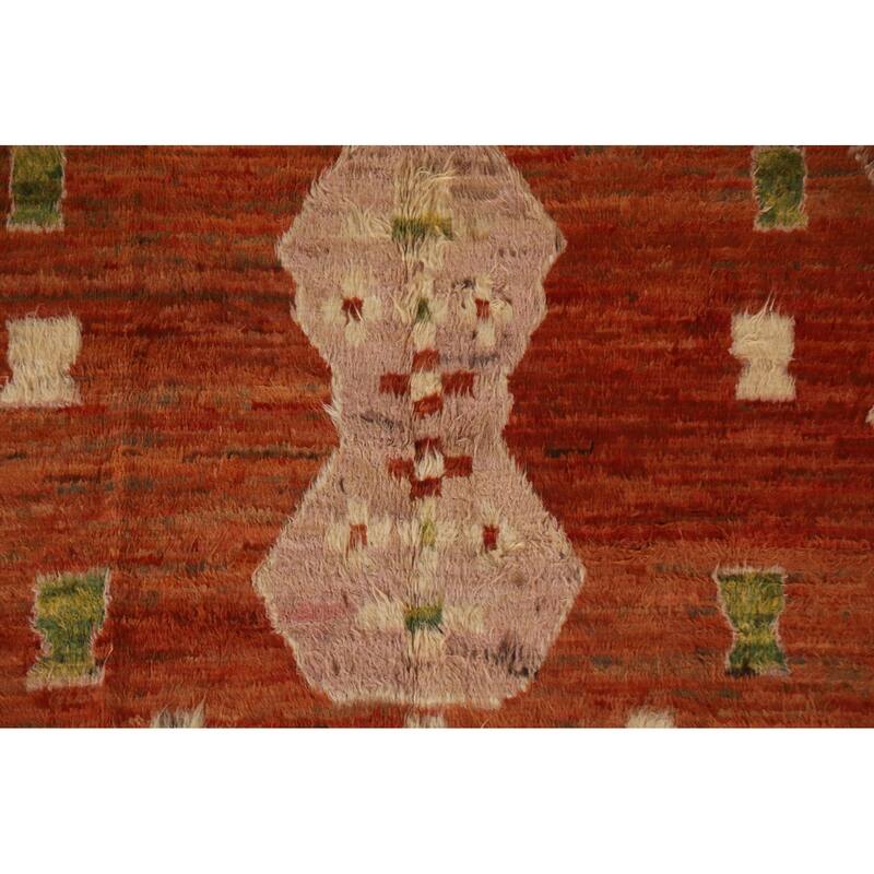 Hand Knotted Oriental 100% Wool Carpet Modern Tribal Oranges & Rust Moroccan Area Rug - 7' 8'' X 5' 6''
