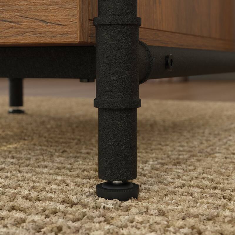 Wood L-Shaped Desk with 1-Inch Thick Desktop, Brown