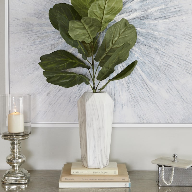 Ceramic Faux Marble Decorative Vase - White or Black - Roche River Decor