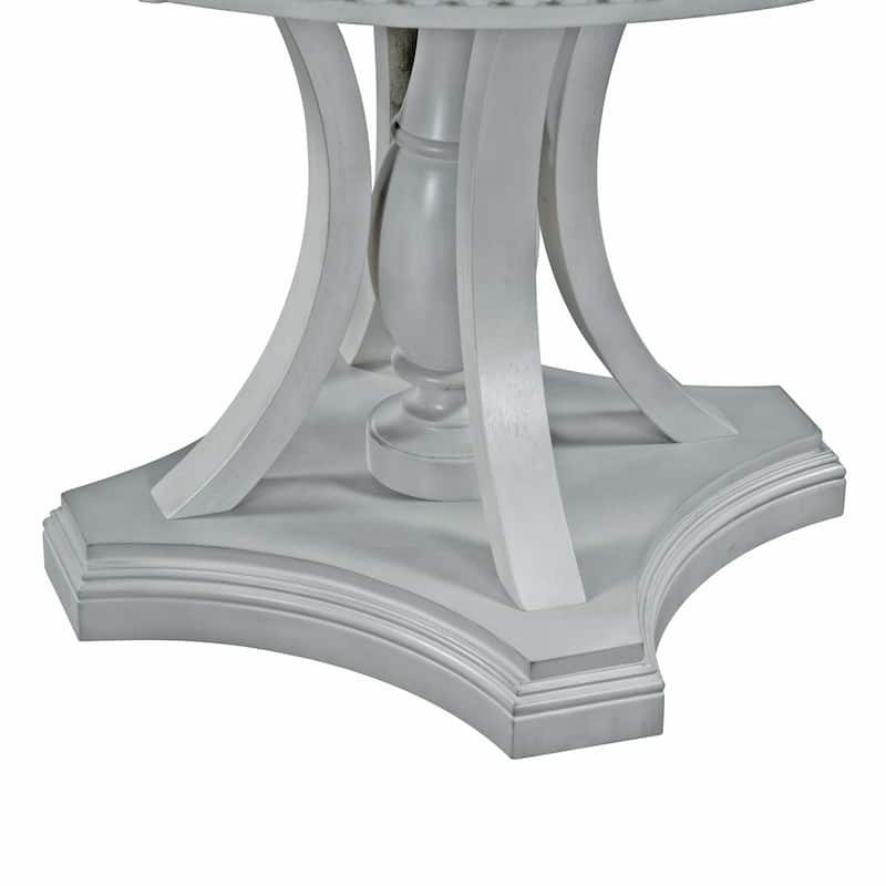 42" Extendable Round Dining Table and 4 Upholostered Chairs, 5-Piece Set