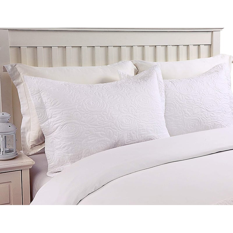 Porch & Den Manor Embroidered Pillow Sham (Set of 2) - White - Standard