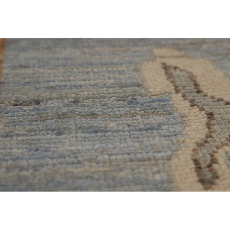 Hand Knotted Oriental 100% Wool Carpet Transitional All-Over Brown Oushak Area Rug - 11' 10'' X 9' 2''