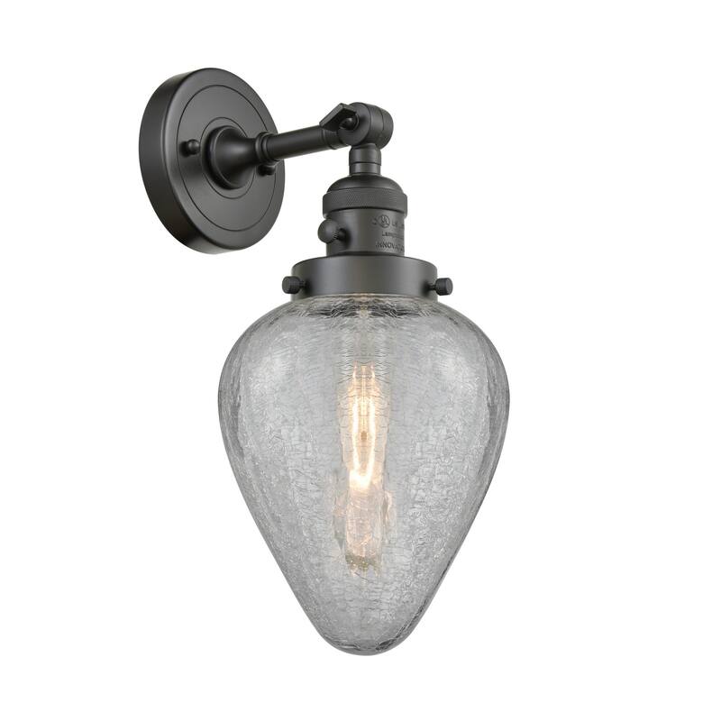 Innovations Lighting Geneseo Single Light 14" Tall Bathroom Sconce - Oil Rubbed Bronze / Clear Crackle