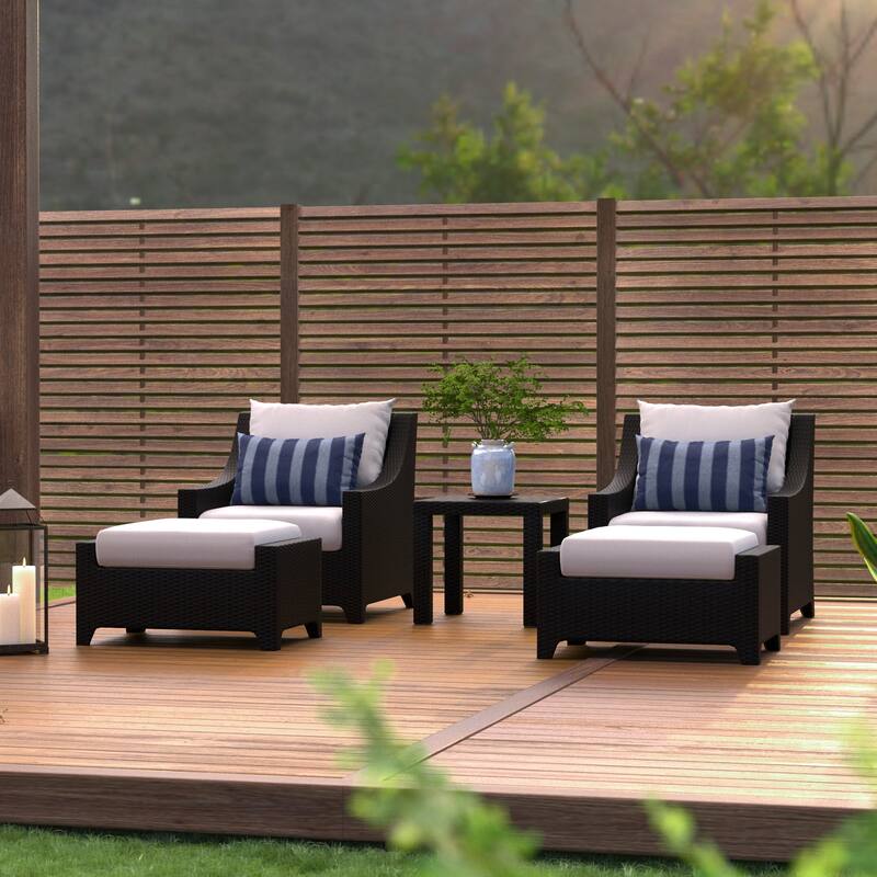 Deco 5 Piece Sunbrella Outdoor Patio Club Chair & Ottoman Set