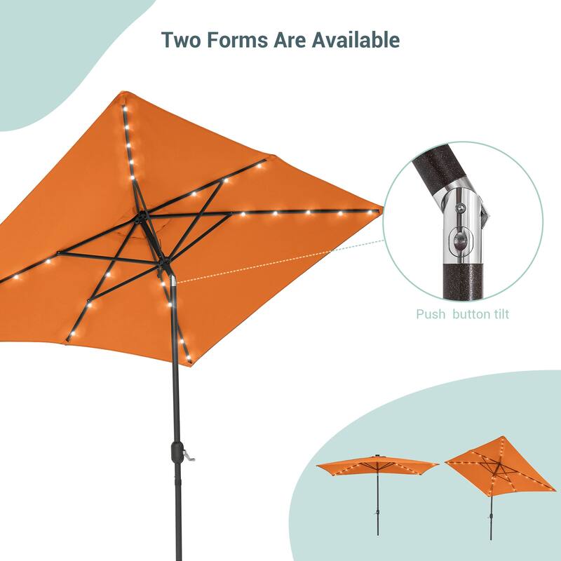 LIVOOSUN LED 10 x 6.5Ft Patio Table Umbrellas Outdoor Market Umbrella with Aluminium/Steel Pole, UV-Resistant Canopy