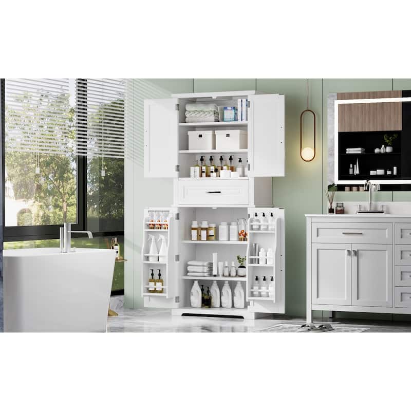Roomfitters Bathroom Storage Cabinet with Multi-functional Storage, Drawer with Slide Rails and Adjustable Shelf