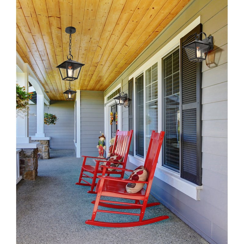 Mano Modern Black 1-Light Outdoor Wall Sconces Pendant Exterior Lantern