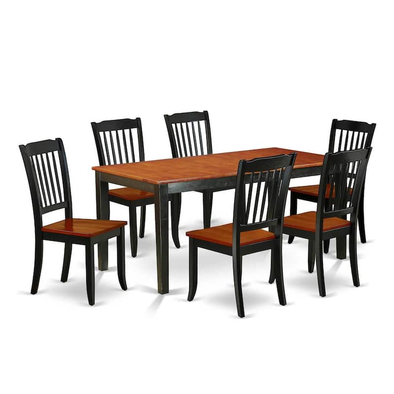 Modern Rectangular Dining Set - 7Pc Table & Chair Set - 54/66 Inch Table with Leaf