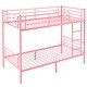 preview thumbnail 1 of 28, Twin Over Twin Bunk Bed For Kids Teens Adults, Heavy Duty Metal Bunk Bed With Ladder Pink