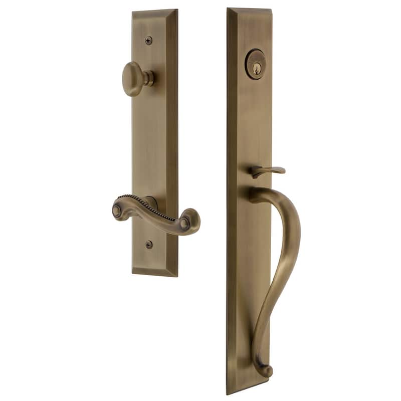 Grandeur Fifth Avenue Solid Brass Rose Left Handed Keyed Entry Single - Vintage Brass