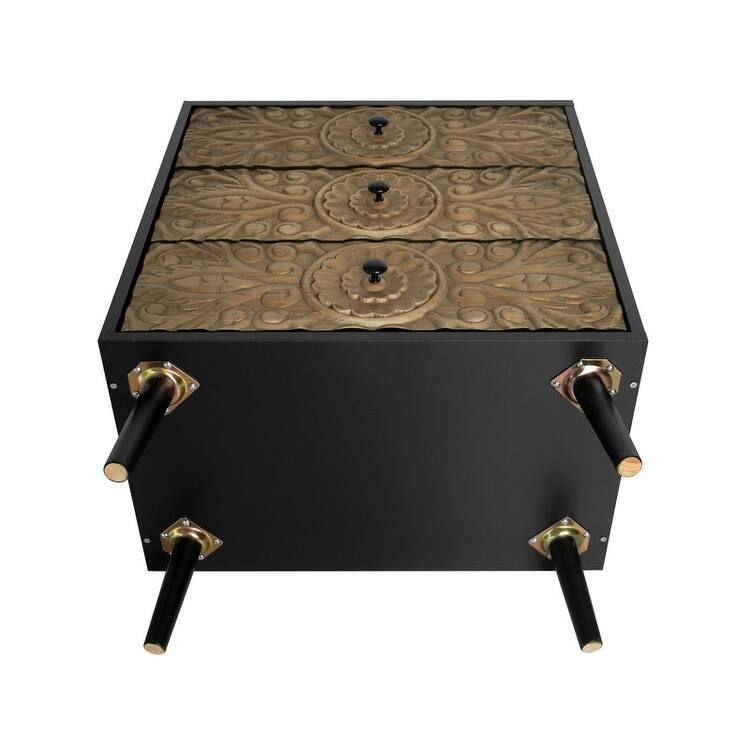 Retro Storage Cabinet 3 Drawer Cabinet Sideboard Buffet Cabinet for Bedroom, Living Room