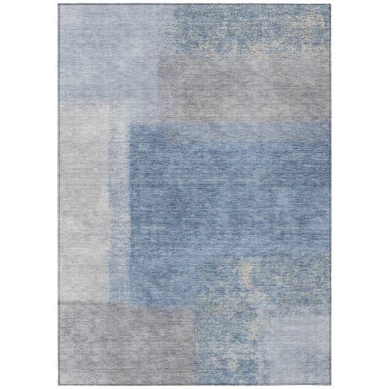 Machine Washable Indoor/ Outdoor Solid Contemporary Chantille Rug