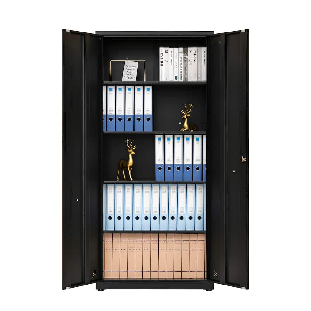 Rust-Proof Home OfficeTall File Cabinet, Lockable Storage Cabinet with Magnetic Doors & 4 Adjustable Shelves