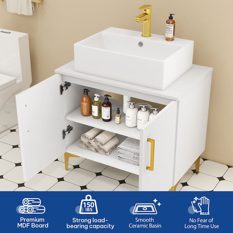 Moasis 24 Inch/30Inch Bathroom Vanity Storage Cabinet Vanity with Counter Top Sink