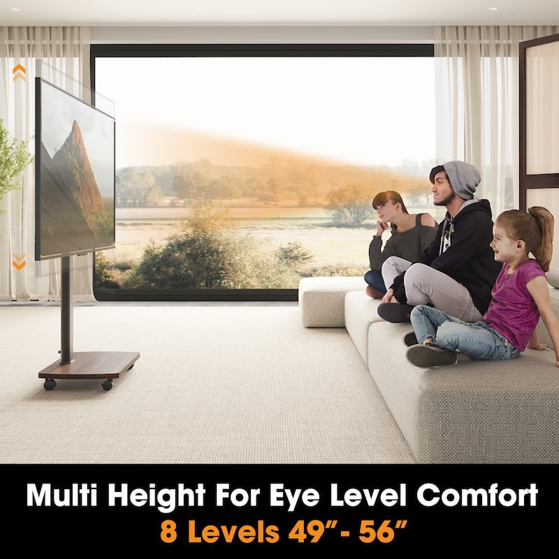 AOKCOS Modern Rolling TV Stand with Wheels for 32 to 65 inch TVs