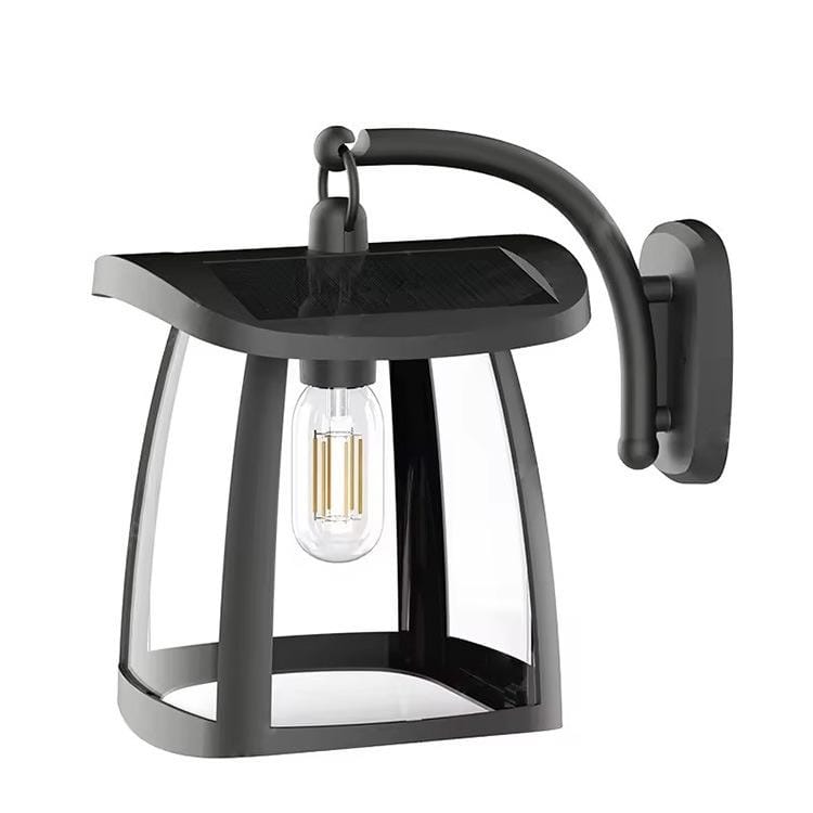 Black Outdoor Waterproof Solar Wall Sconce Light 4 Lighting Modes-10in H - N/A