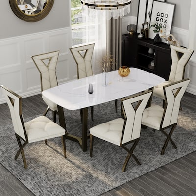 Brushed Bronze Dining Table Set