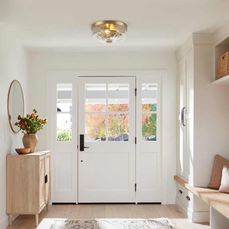 Starsky 2-Light Textured Glass Drum Flush Mount