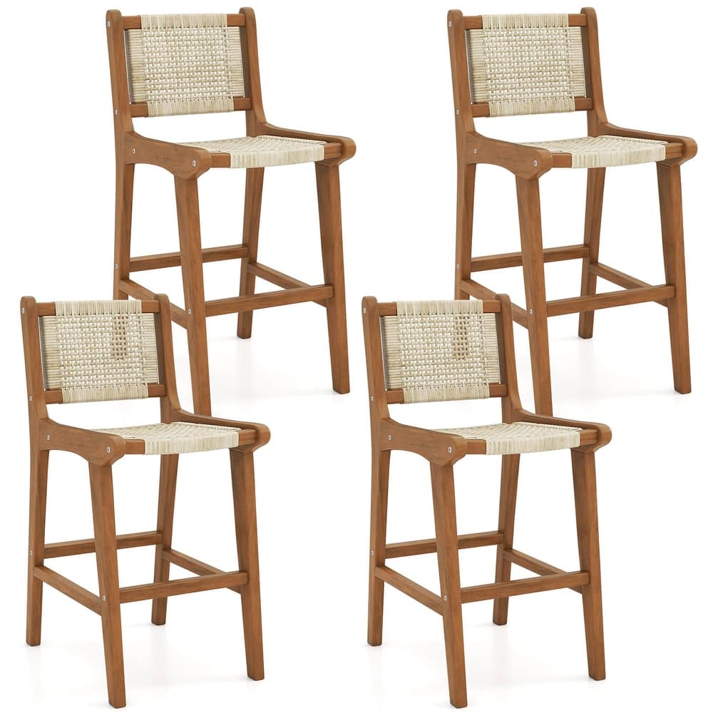 Coatway 1/2/4 PCS Outdoor Counter Height Bar Stool with Teak Wood - See Details