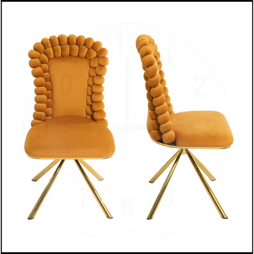 Swivel Velvet Dining Chairs with Gold Metal Legs Set of 2