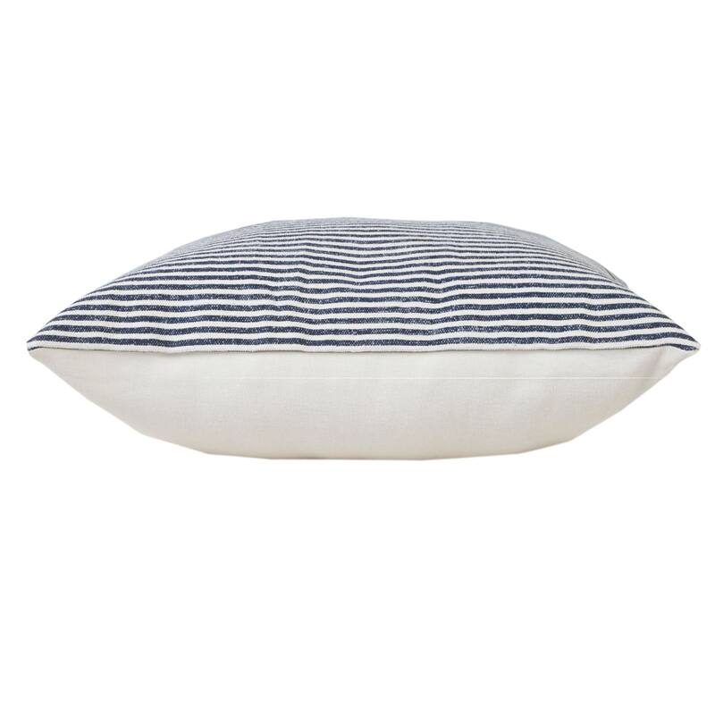 20" Blue and White Hand Woven Stonewash Striped Square Throw Pillow