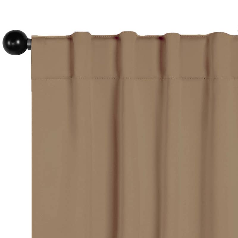 Superior Solid Machine Washable Room Darkening Blackout Curtains with Back Tabs, Set of 2