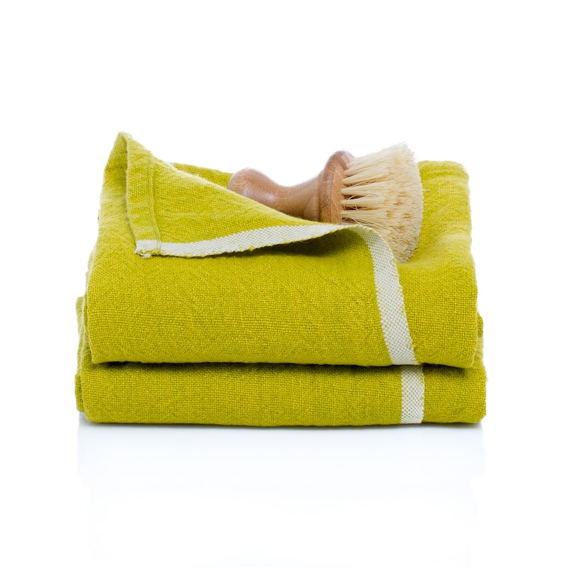 Caravan Chunky Linen Tea Towels Set of 2 - Lime Green