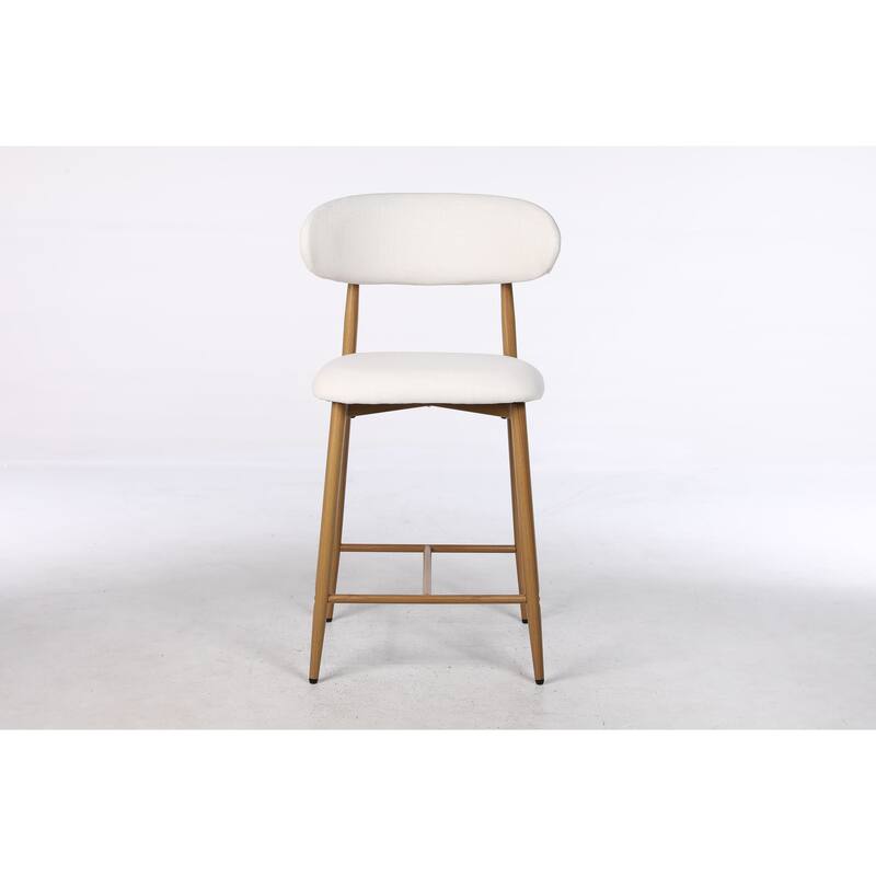 GDFStudio - Rowan Contemporary Upholstered Counter Height Bar Stool Set with Metal Legs and Supportive Back Design