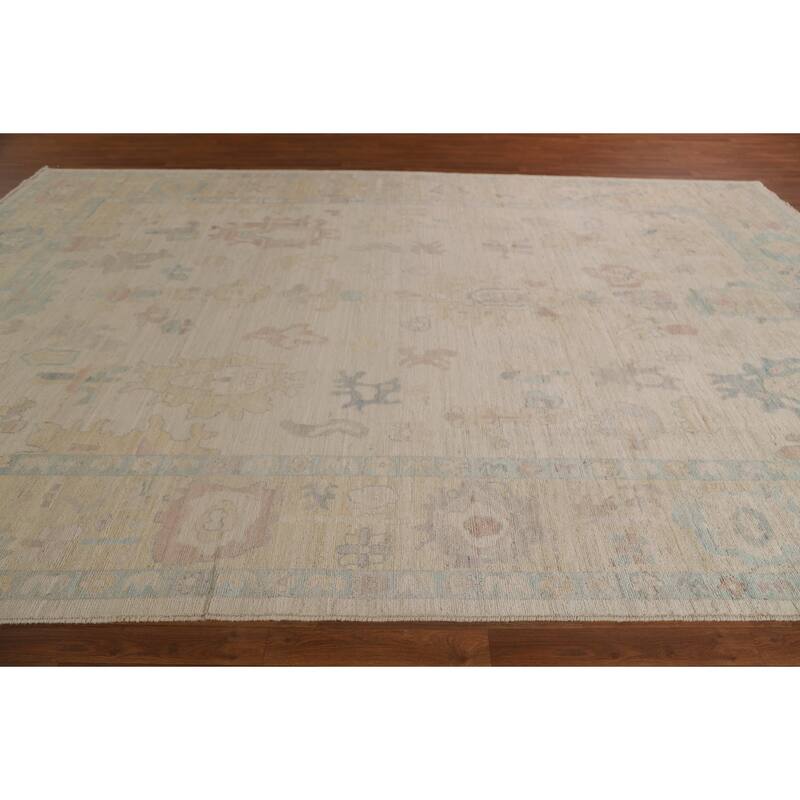 Floral Oushak Turkish Rug Handmade Wool Carpet - 8'11"x 12'11"
