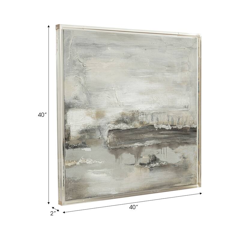 Canvas Art Print Wood Frame Abstract Textured Design - 40" Multi