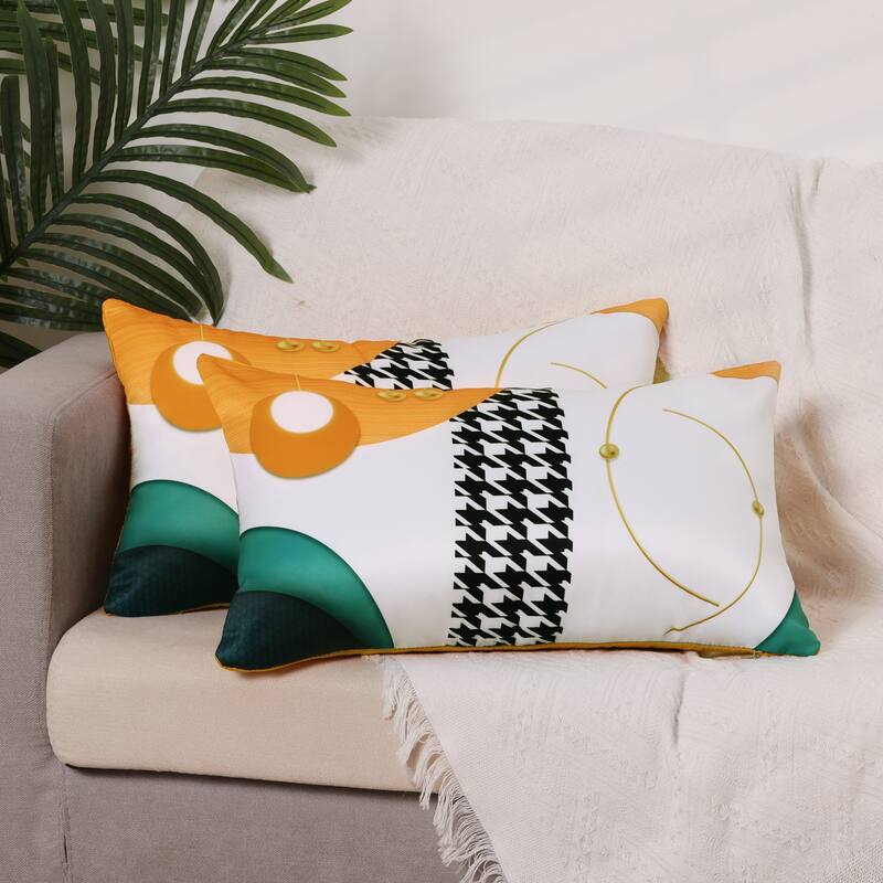 2 Pcs Patterned Flower Decorative Pillow Covers Satin Pillow Protector for Home