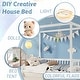 preview thumbnail 7 of 8, Twin Rubber Wood Canopy Floor Bed with Fence Guardrails, Minimalist Design and Safe Play Space
