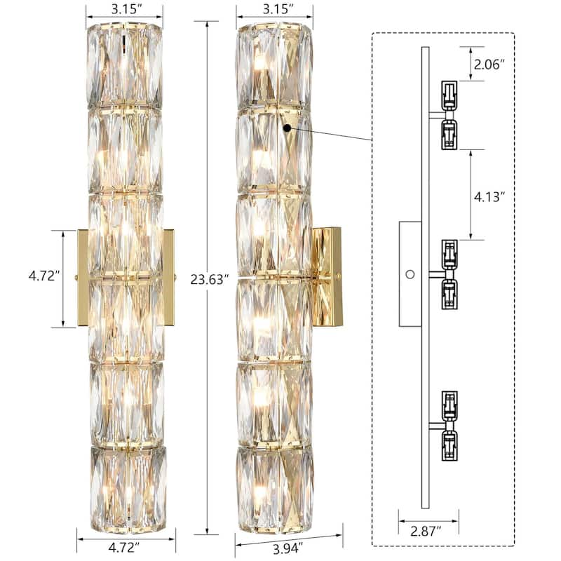 Burgas Wall Sconce Modern 6-Light Crystal Light Bathroom Wall Lighting