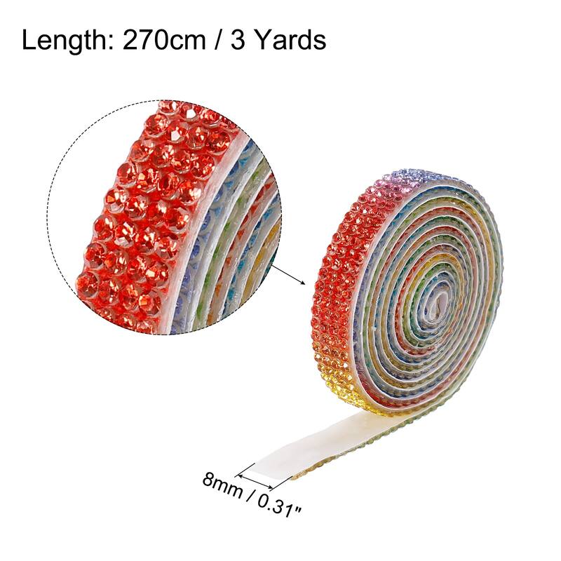 3Roll 3 Yards 8mm Diamond Ribbon White - Blue,Green,Yellow,Red - 8mm