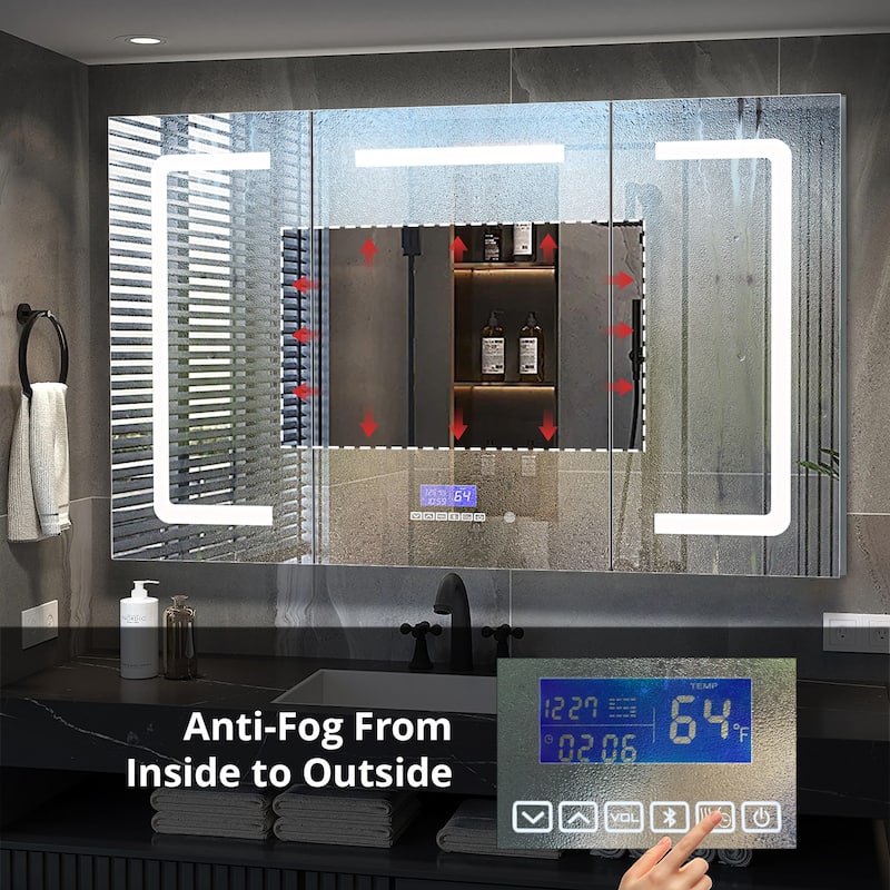 Lesina 48 in. Surface-Mount LED Mirror Medicine Cabinet with Defogger