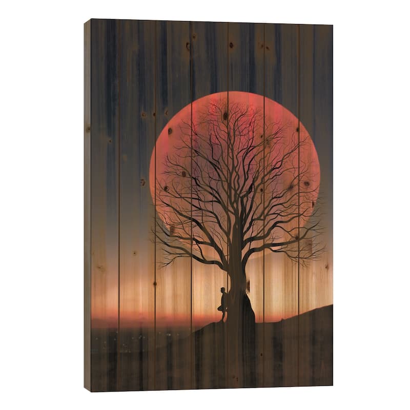 Moon And Man II Print On Wood by Abdullah Evindar - Multi-Color - 40x26x1.5