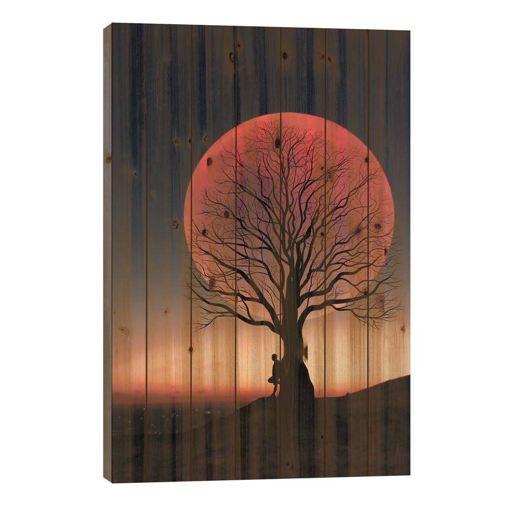 Moon And Man II Print On Wood by Abdullah Evindar - Multi-Color