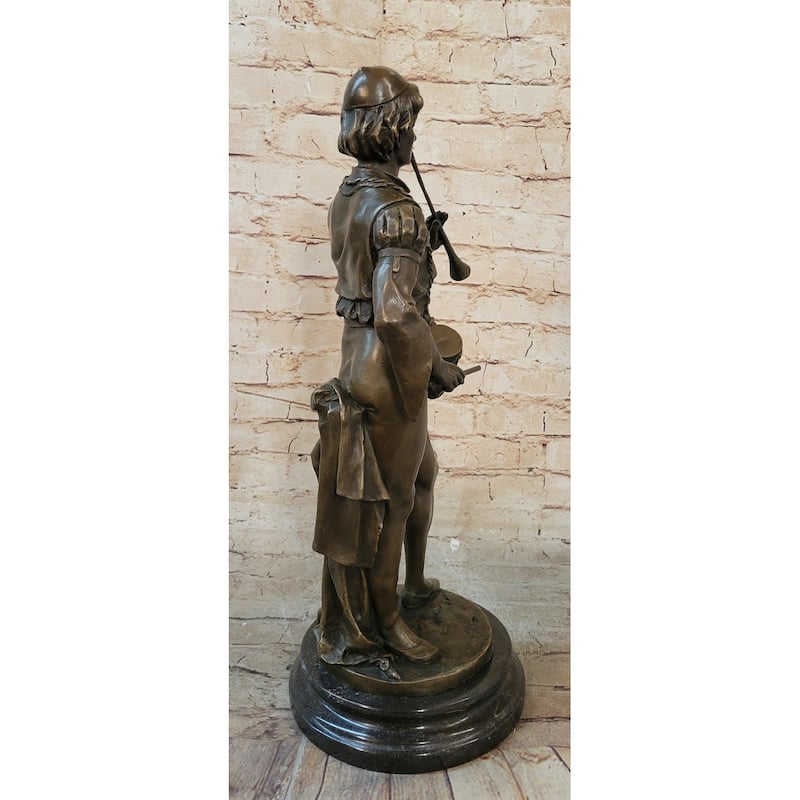 French Civil War Drummer Trumpeter Bronze Sculpture Figurine Statue Figure Art