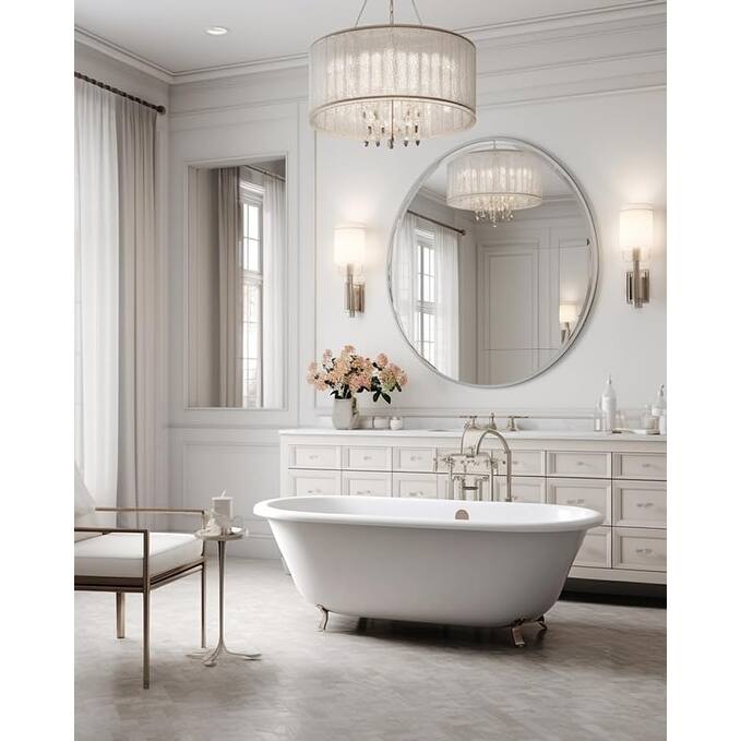 GDFStudio - Casa Luxury Modern Oversized Round Metal Bathroom Vanity Wall Mirror with Bold Visual Impact