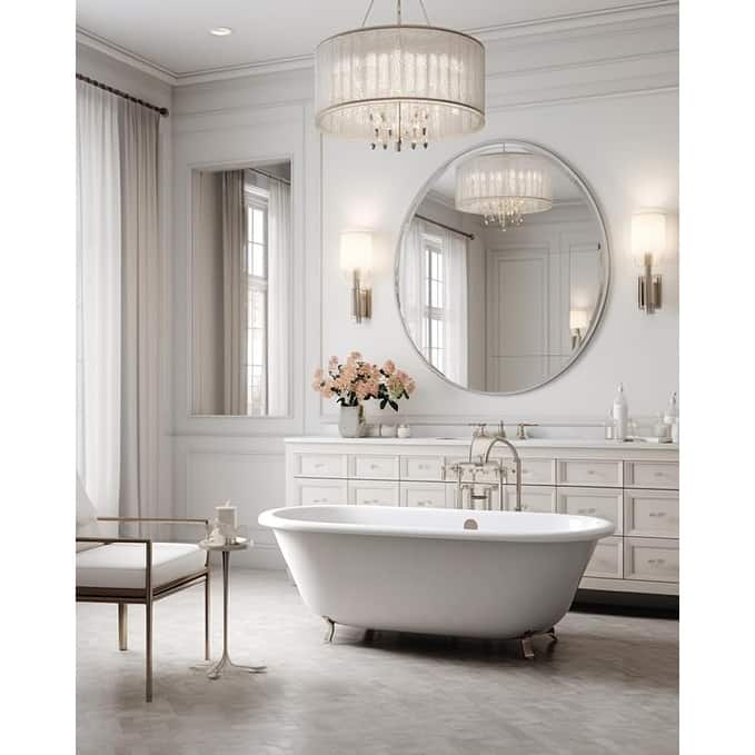 GDFStudio - Casa Luxury Modern Oversized Round Metal Bathroom Vanity Wall Mirror with Bold Visual Impact