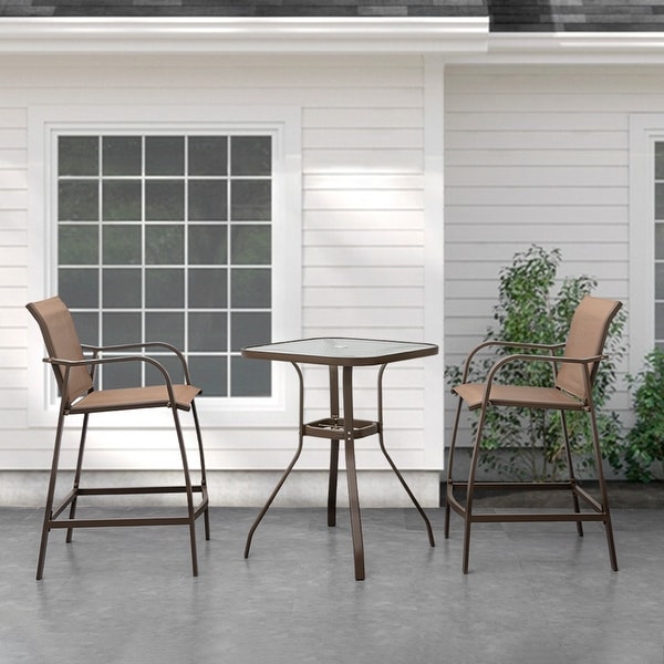 Outdoor bar height table sales with umbrella hole