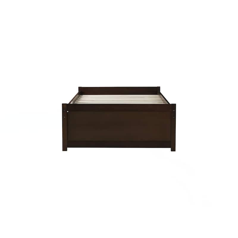 Twin Size Bed with 2 Drawers, Solid Rubber Wood Bed