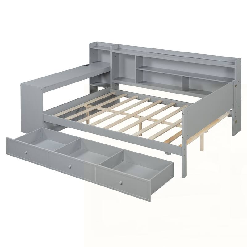 Wooden Daybed With 3 Drawers and USB Ports