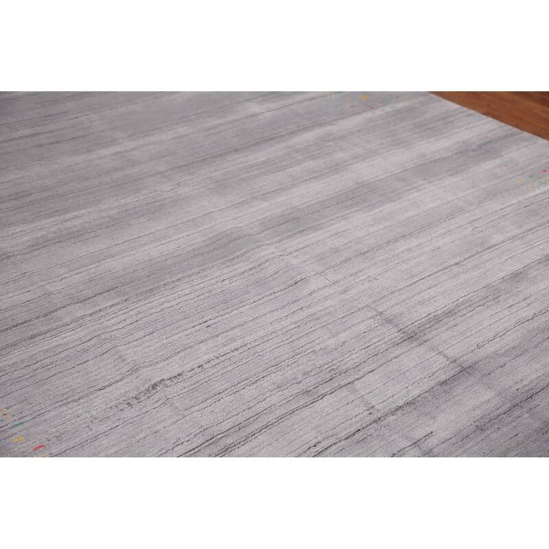Gray Gabbeh Oriental Area Rug Handmade Wool Carpet - 8'2" x 9'8"