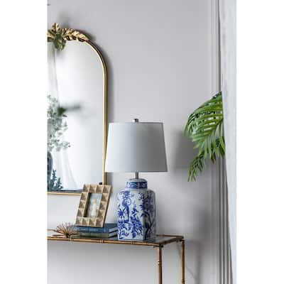 D13x25" Blue and White Ceramic Vase Lamp